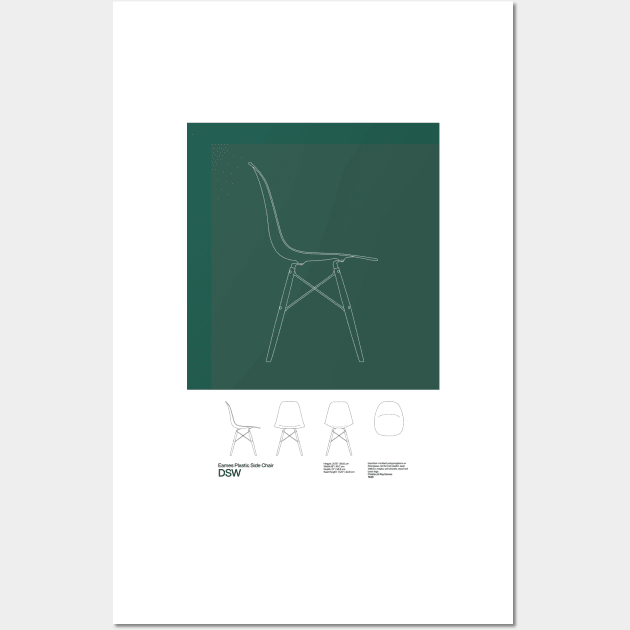 Eames DSW Chair Poster Mid Century Design - Minimal Design - Charles and Ray Eames Wall Art by sub88